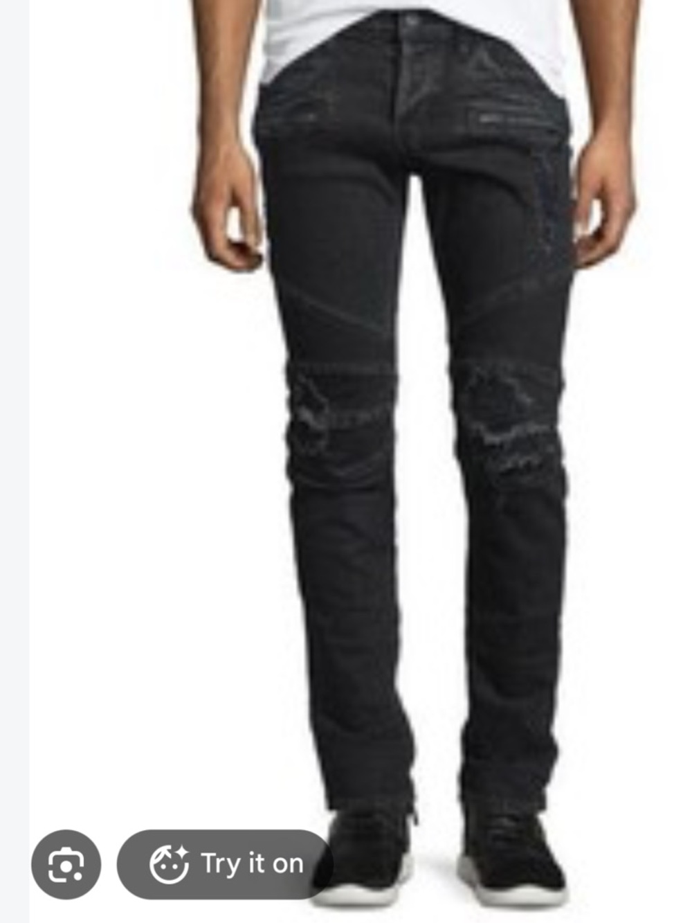Hudson Jeans Men's Blinder biker Moto Ripped Jeans - Black 34 EUC